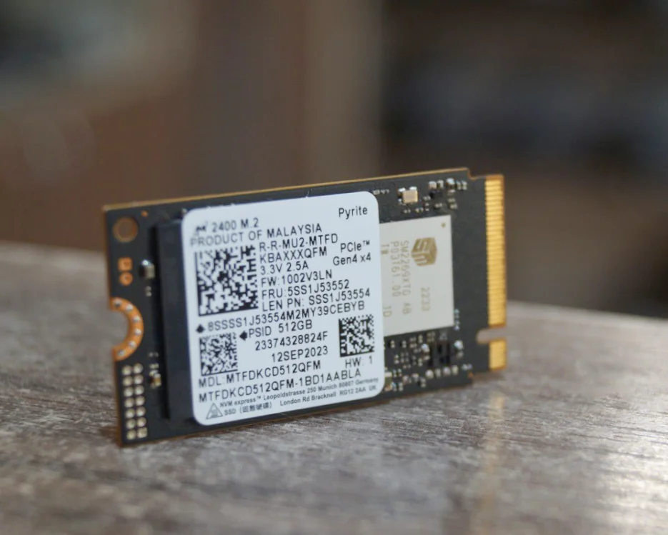 SSD Micron 2400 512Gb M.2 2230 PCIE Gen4 x4 NVMe (MTFDKBK512QFM) OEM Б/У 1