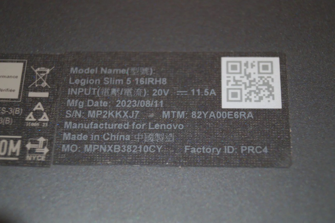 Ноутбук Lenovo Legion 5 SLIM 16IRH8 Б/У preview 5